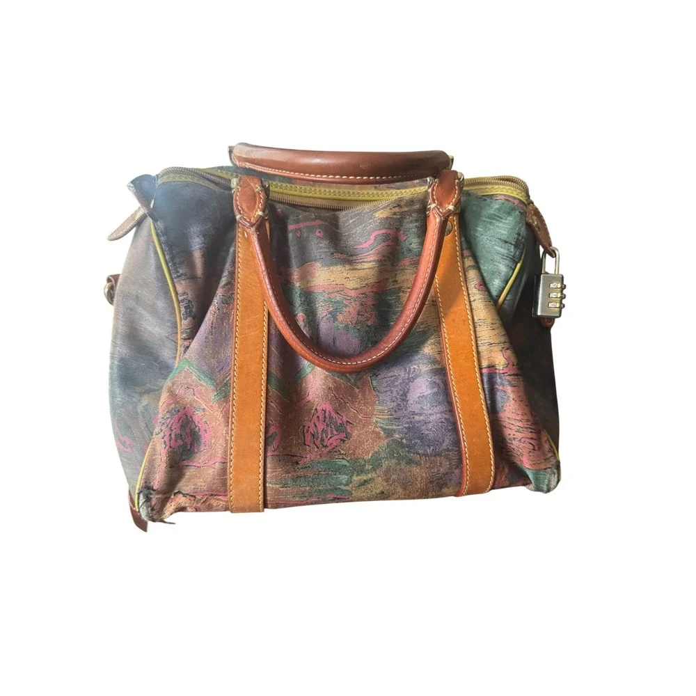 Van Gogh Vintage Art Print Satchel Leather Vachetta corners tore Inside peeling